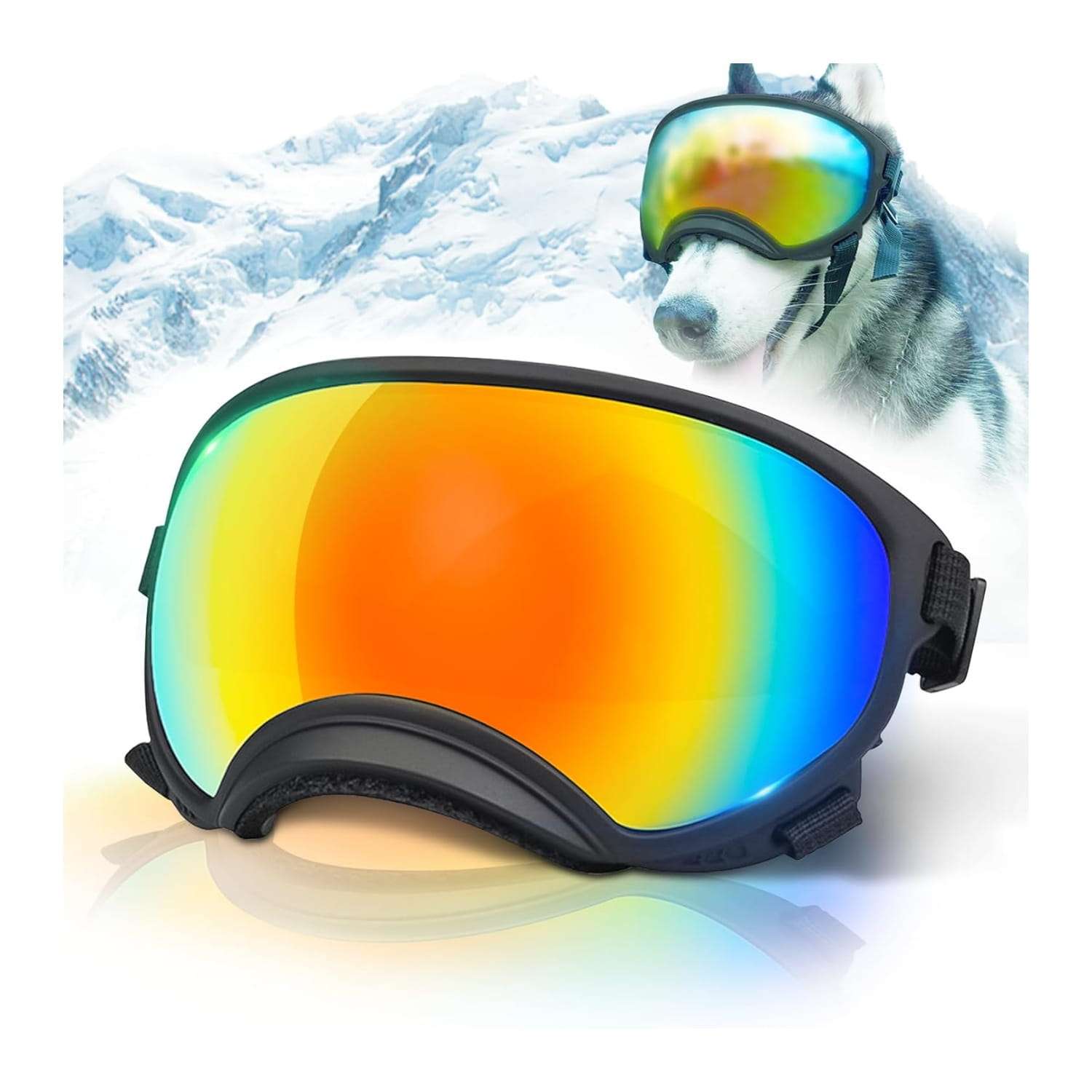 Lentes antiparras transparentes para perros grandes con estuche rigido proteccion UV y viento.