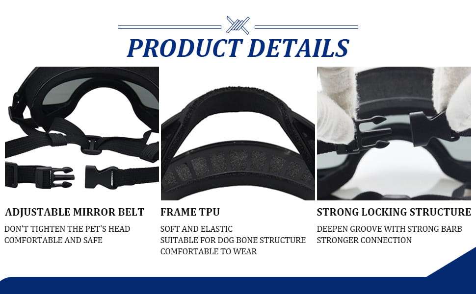 Lentes antiparras transparentes para perros grandes con estuche rigido proteccion UV y viento.