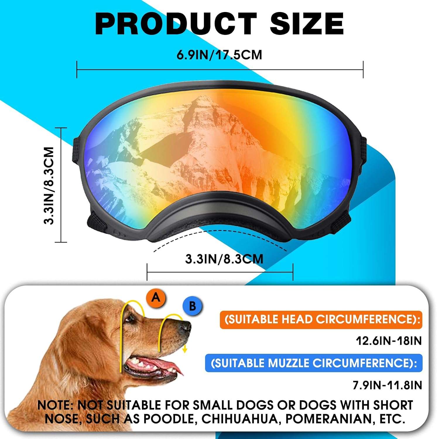 Lentes antiparras transparentes para perros grandes con estuche rigido proteccion UV y viento.
