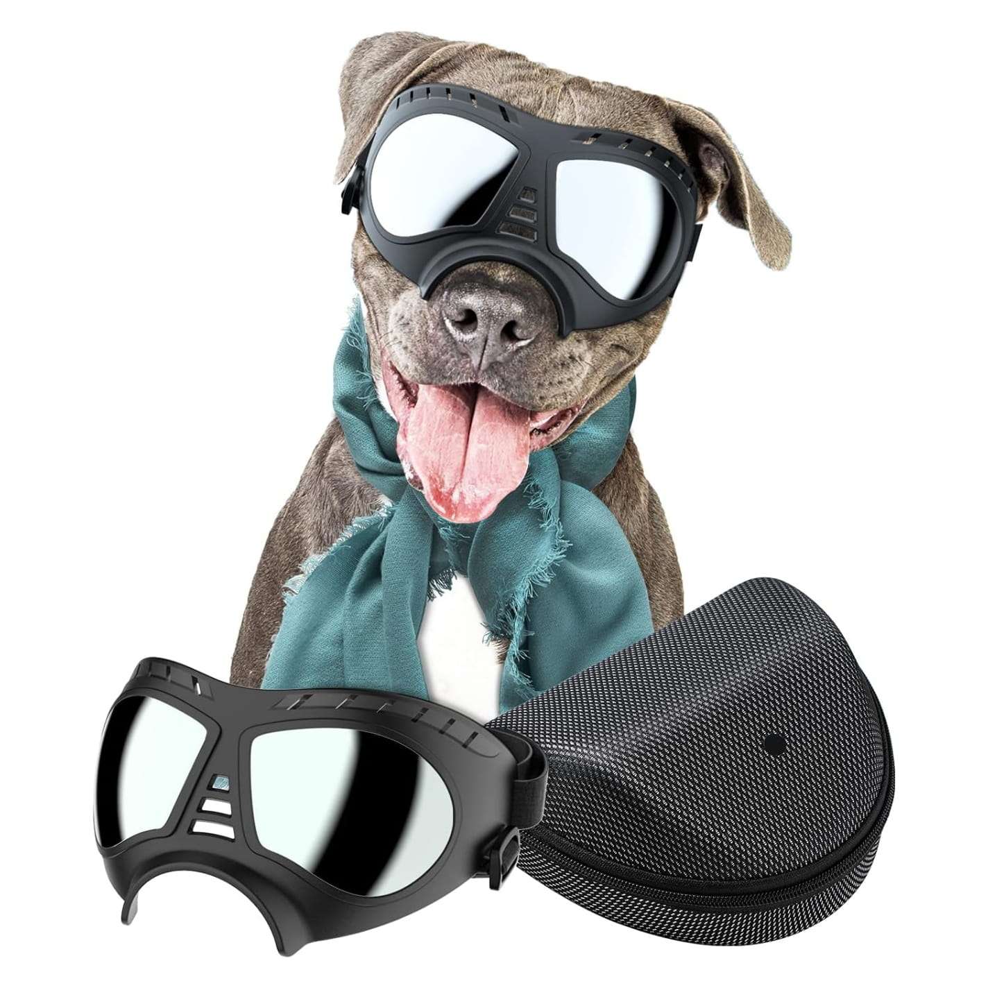 Lentes antiparras para perros grandes con estuche rigido proteccion UV nieve y moto.