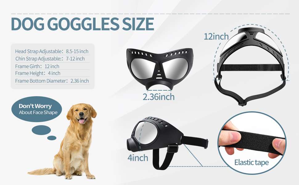 Lentes antiparras para perros grandes con estuche rigido proteccion UV nieve y moto.