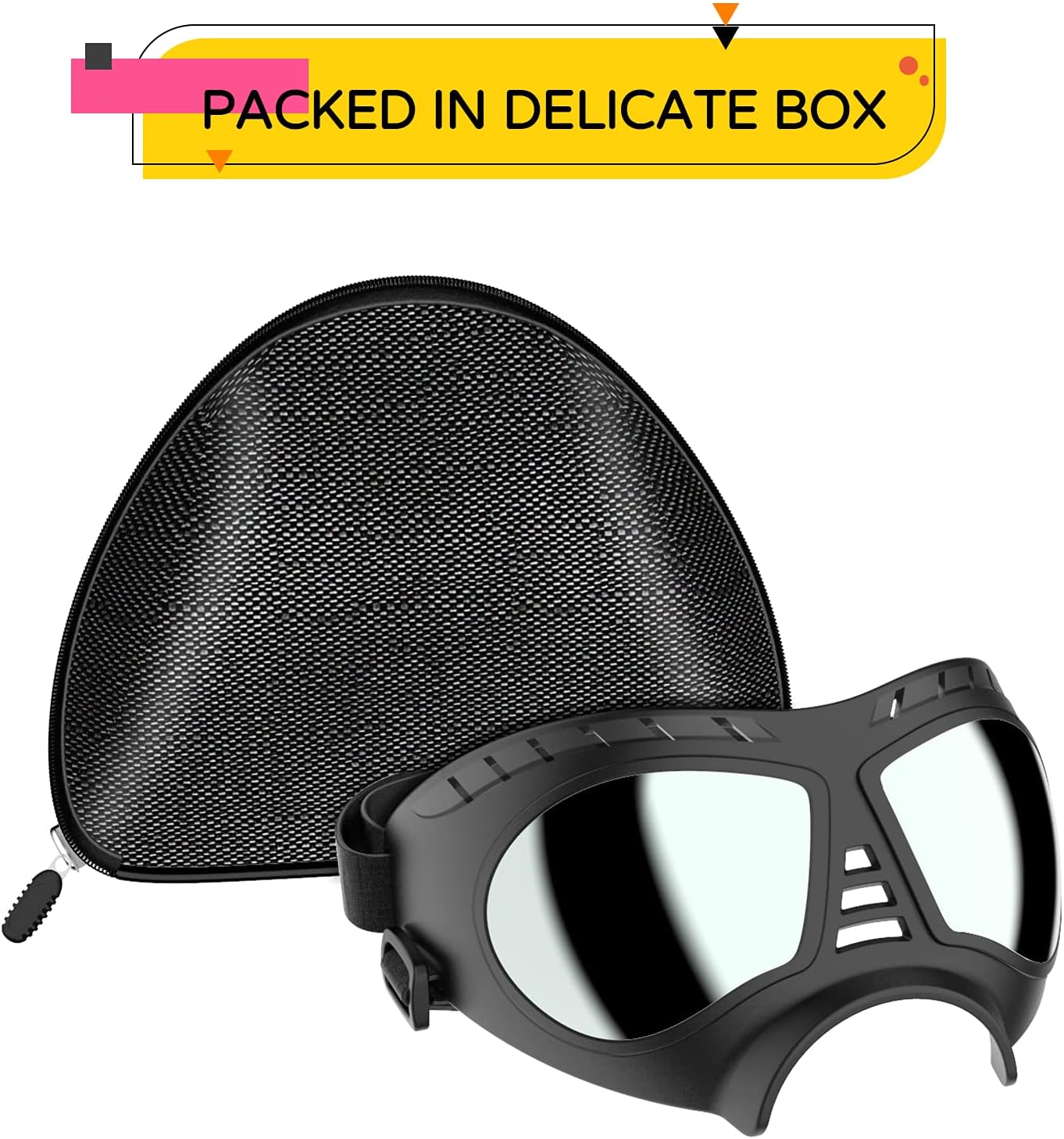 Lentes antiparras para perros grandes con estuche rigido proteccion UV nieve y moto.