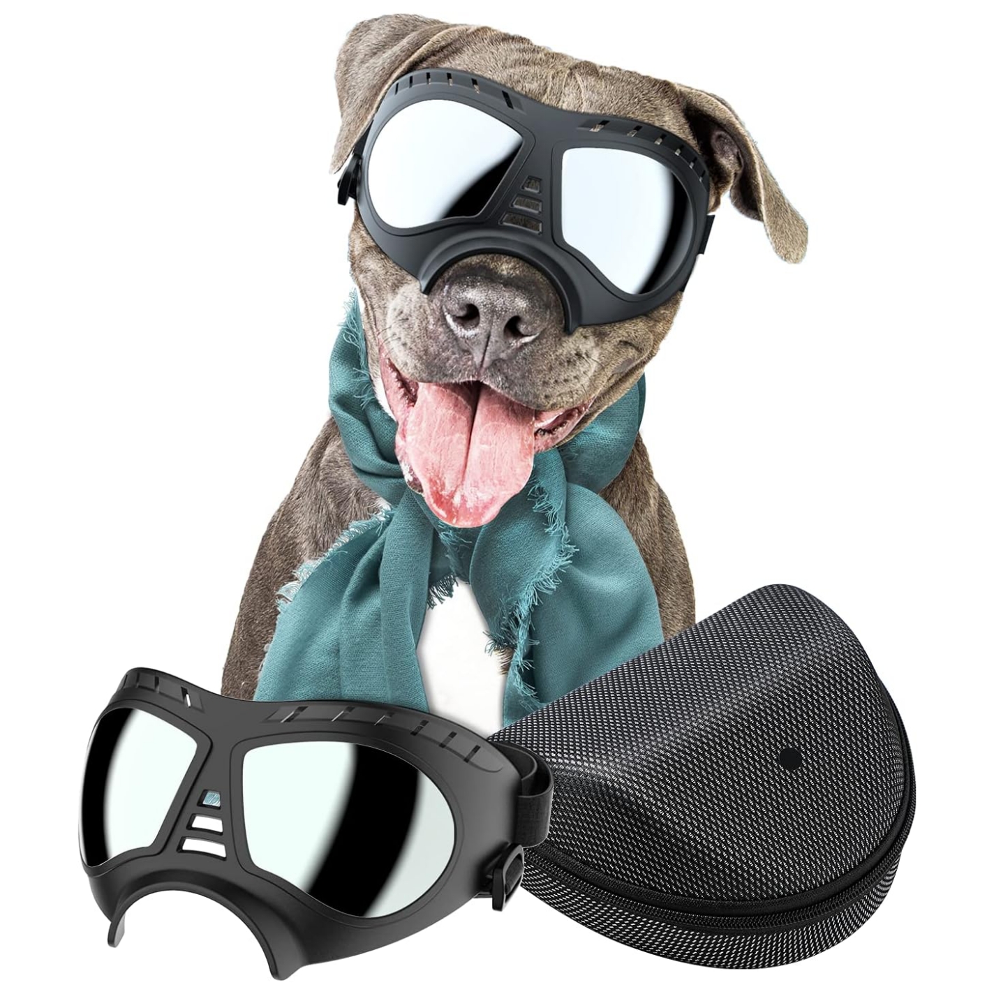 Lentes antiparras para perros grandes con estuche rigido proteccion UV nieve y moto.