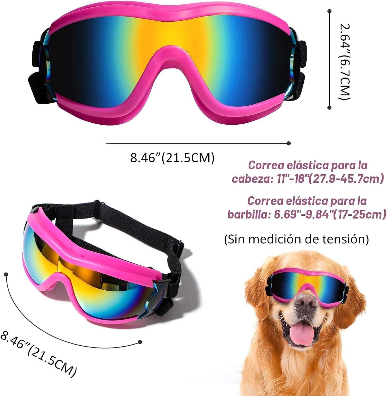 Lentes antiparras para perros con proteccion UV ajustables para moto y bicicleta.