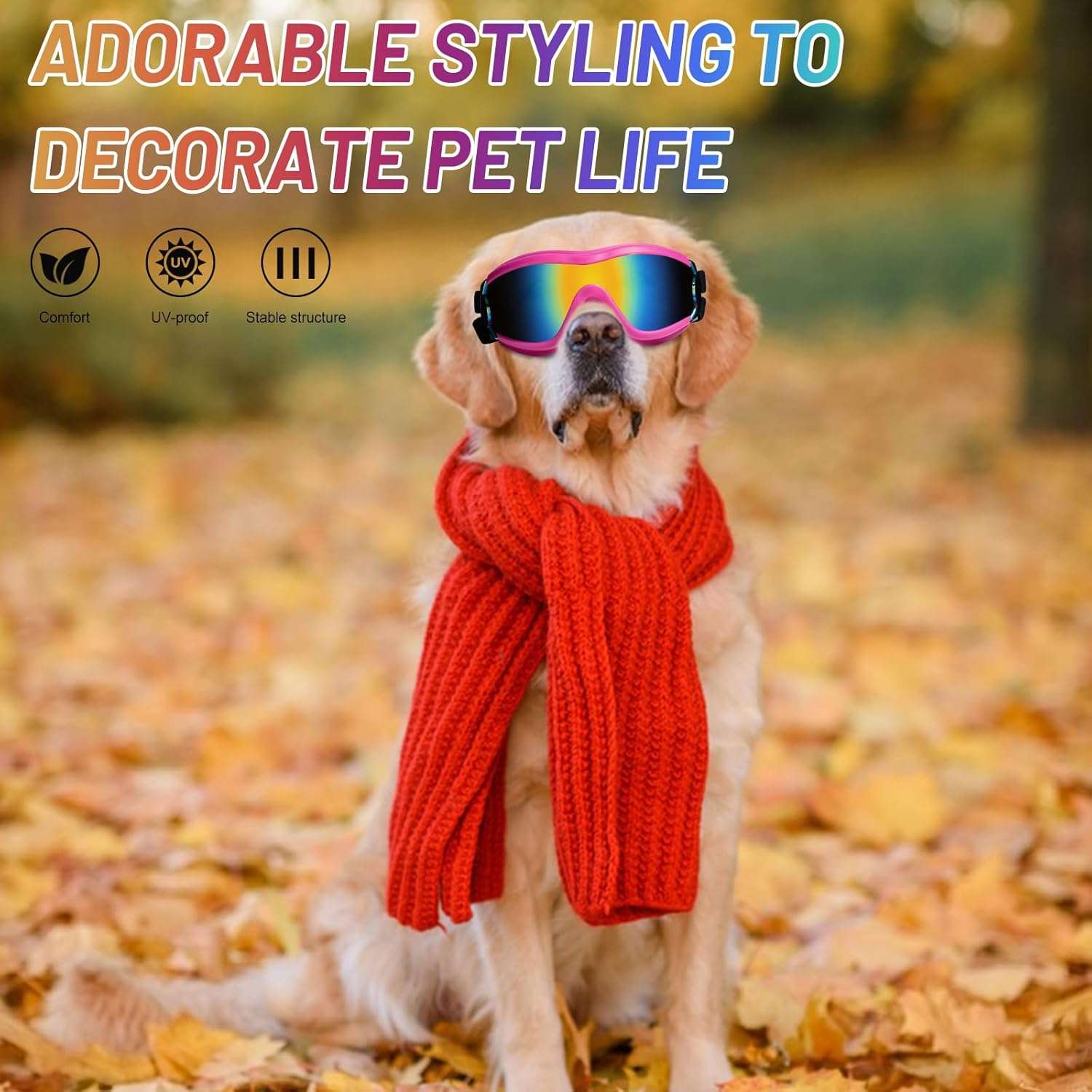 Lentes antiparras para perros con proteccion UV ajustables para moto y bicicleta.