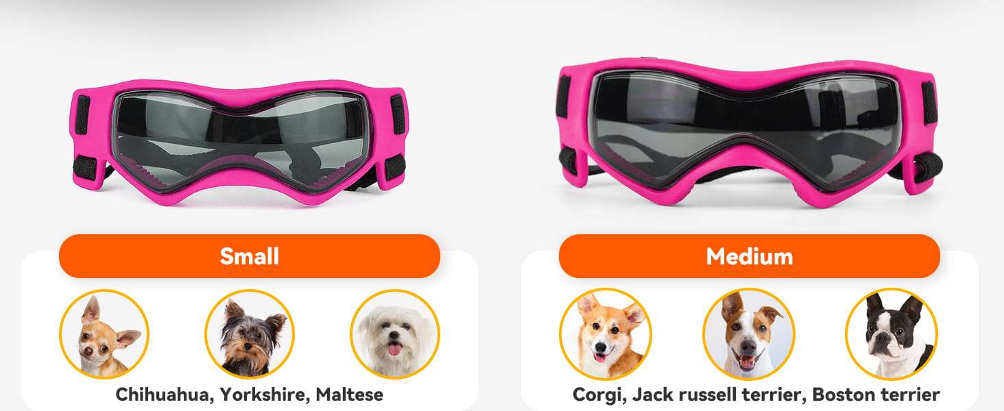 Lentes de sol antiparras para perros pequeños ajustables proteccion UV para auto.