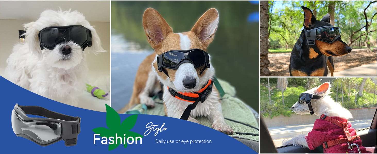 Lentes de sol antiparras para perros pequeños ajustables proteccion UV para auto.