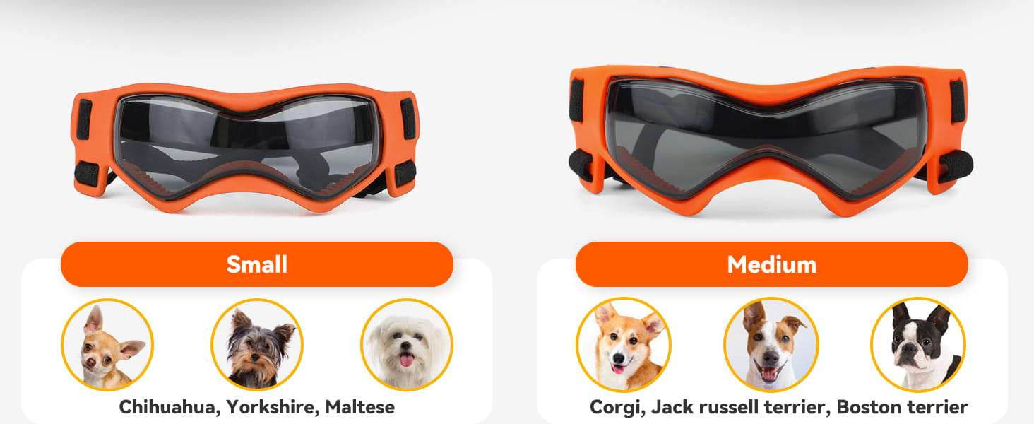 Lentes de sol antiparras para perros pequeños ajustables proteccion UV para auto.