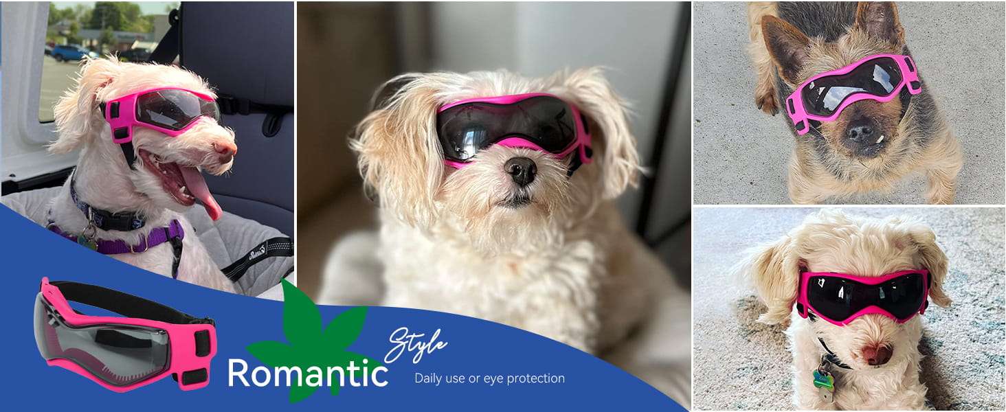 Lentes de sol antiparras para perros pequeños ajustables proteccion UV para auto.