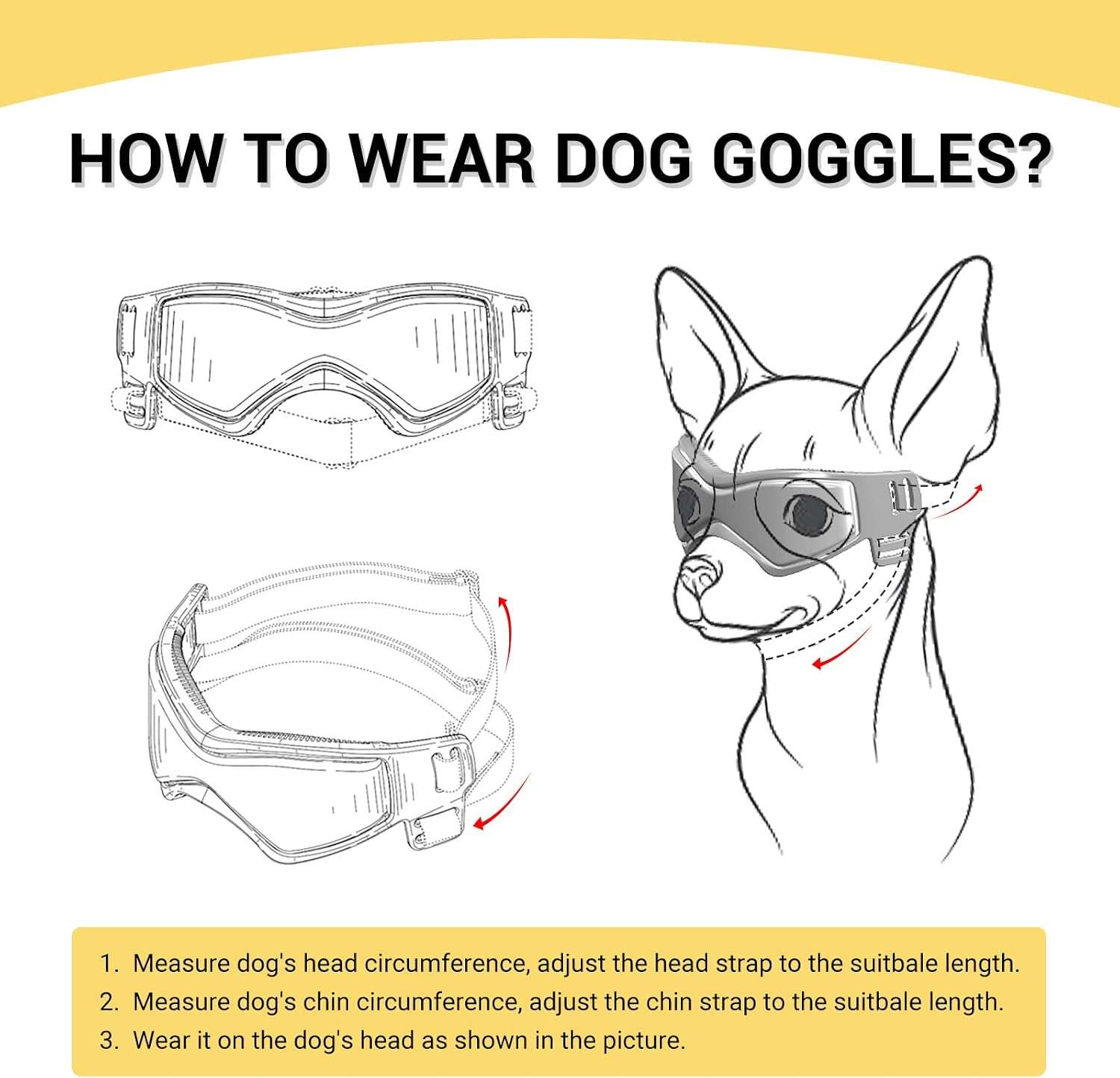 Lentes de sol antiparras para perros pequeños ajustables proteccion UV para auto.