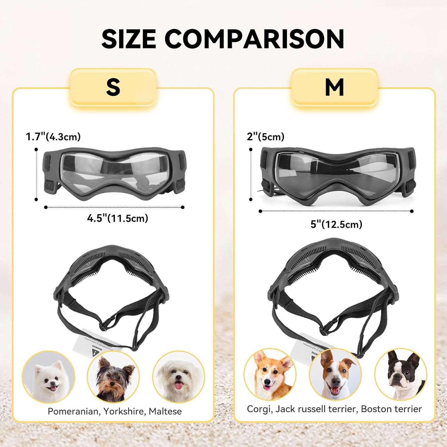Lentes de sol antiparras para perros pequeños ajustables proteccion UV para auto.