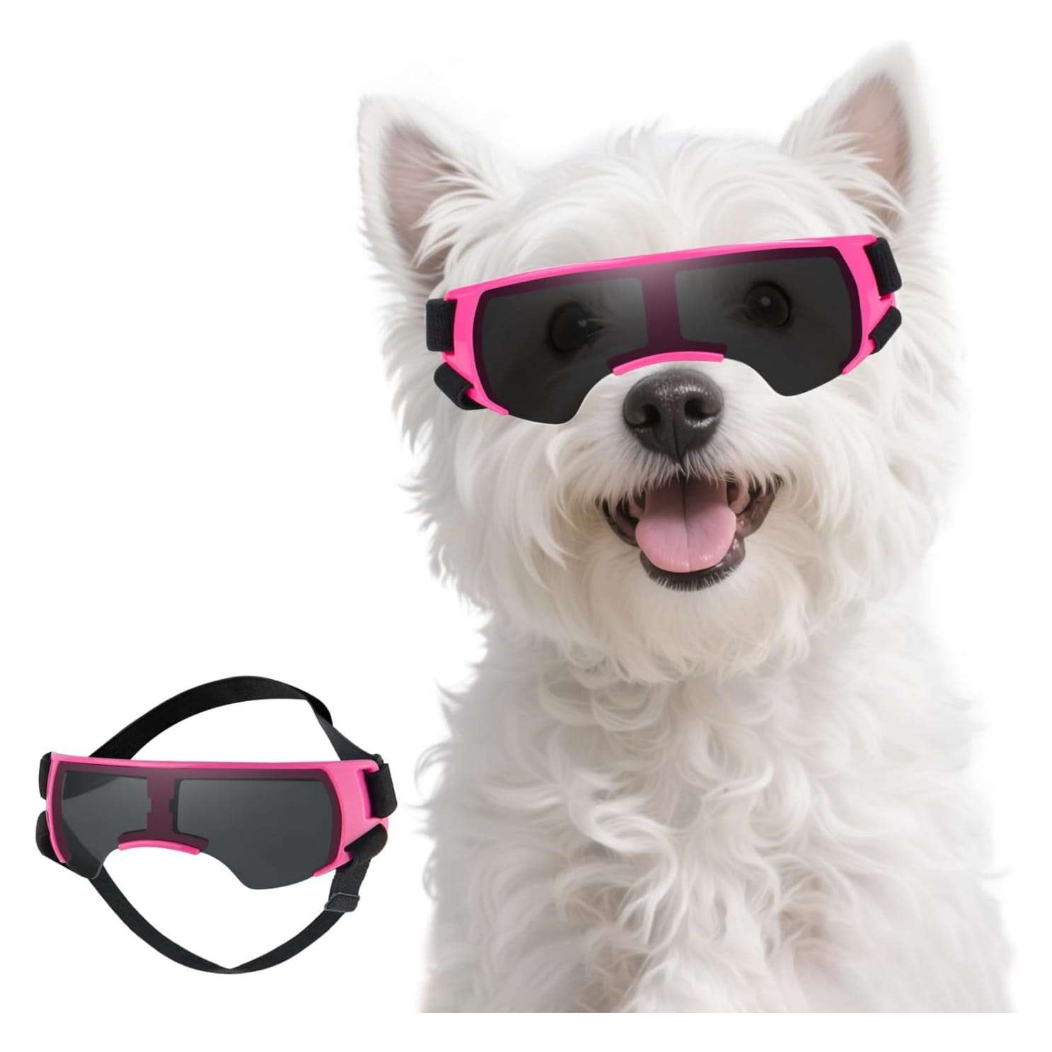 Lentes de sol curvos para perros pequeños como poodle y yorkie con proteccion UV400.