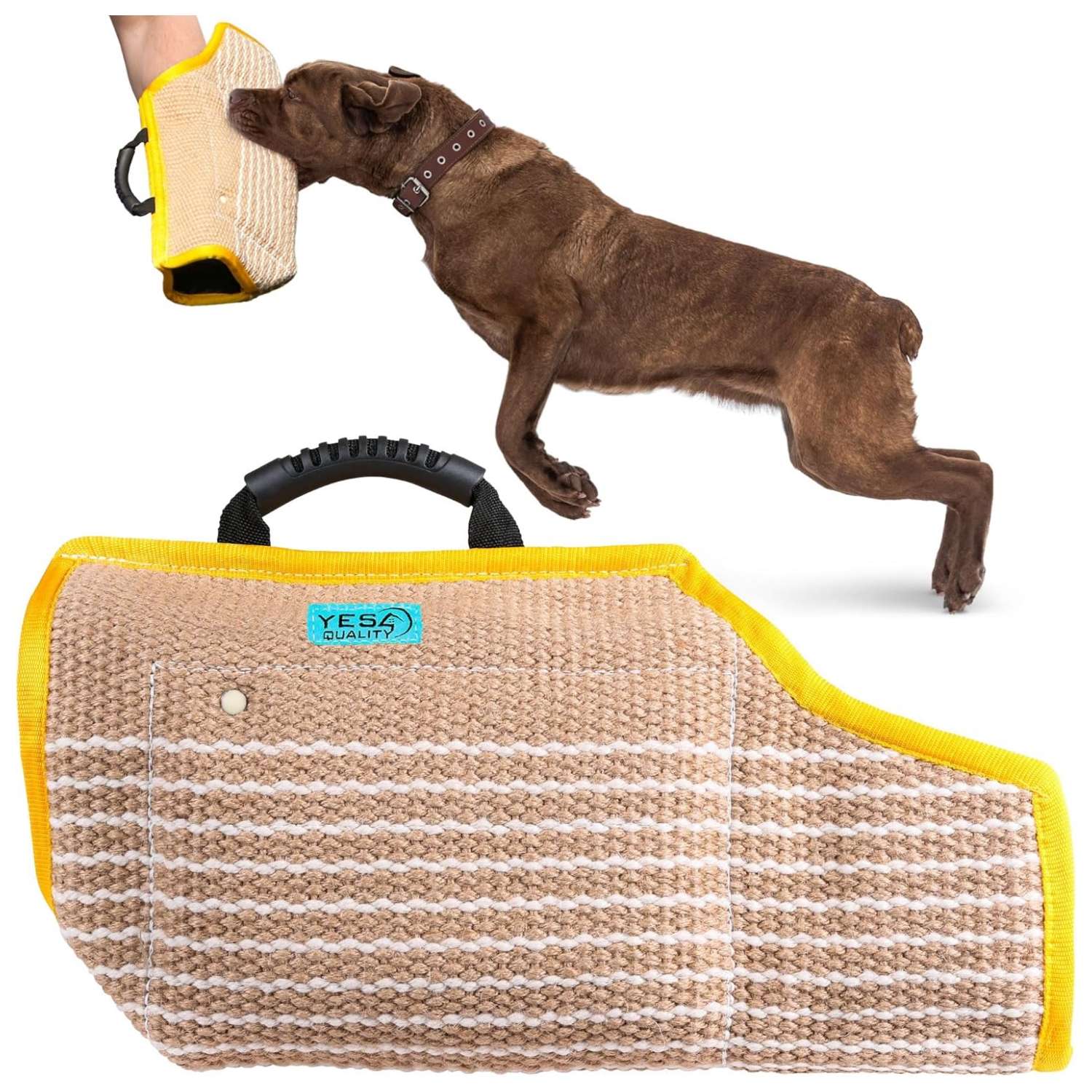 Manga de adiestramiento de yute para mordida de perros K9 y Pastor Aleman. Proteccion de brazo profesional para ataque y defensa.