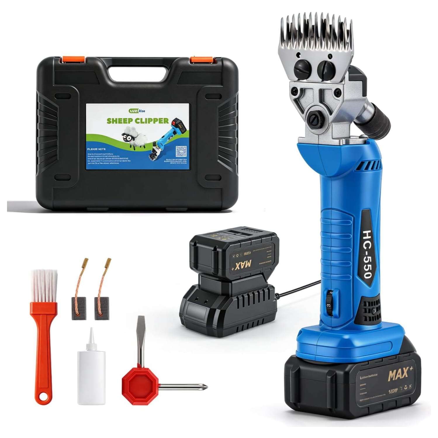 Maquina esquiladora inalambrica profesional de 550W para ovejas y alpacas con 2 baterias y maletin.