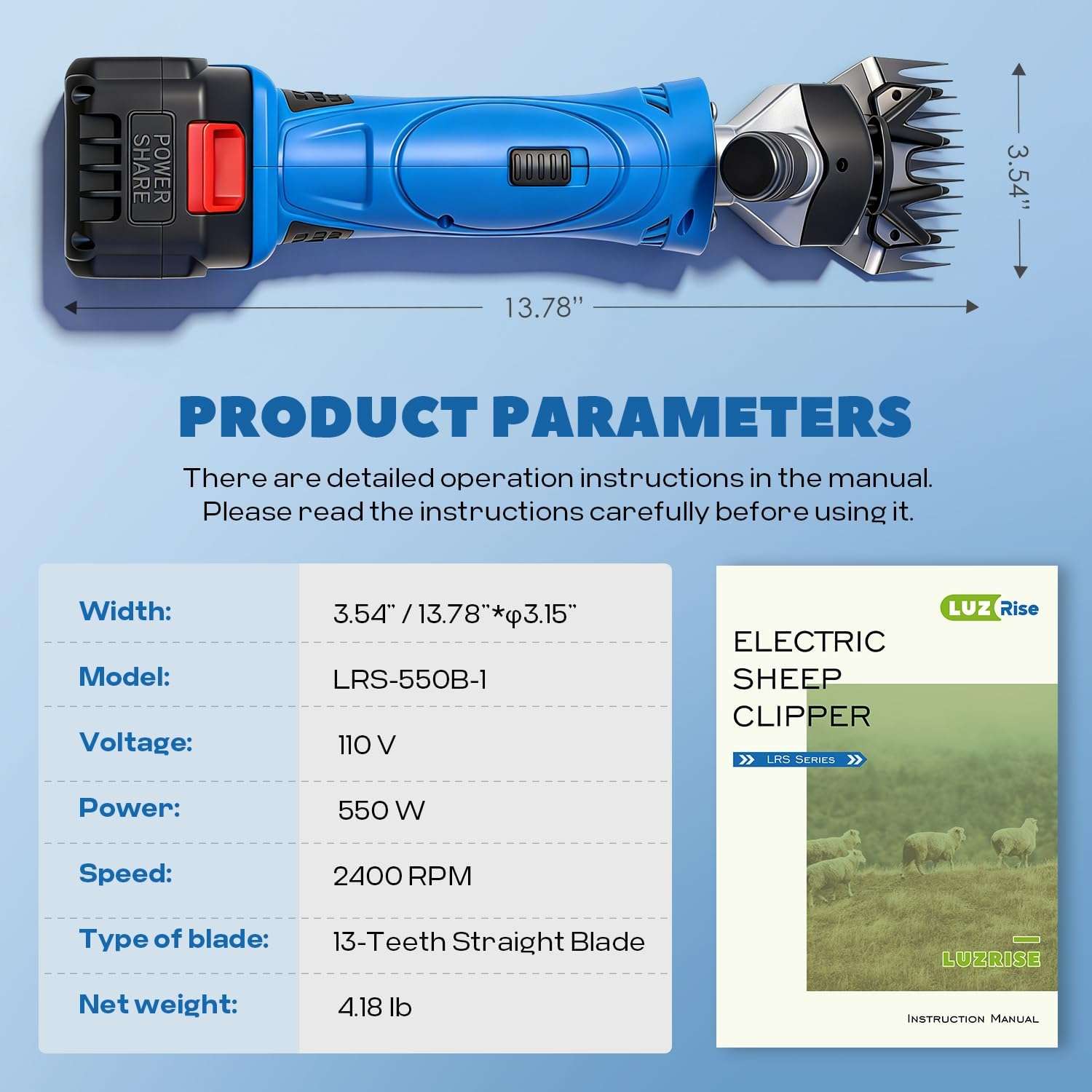 Maquina esquiladora inalambrica profesional de 550W para ovejas y alpacas con 2 baterias y maletin.