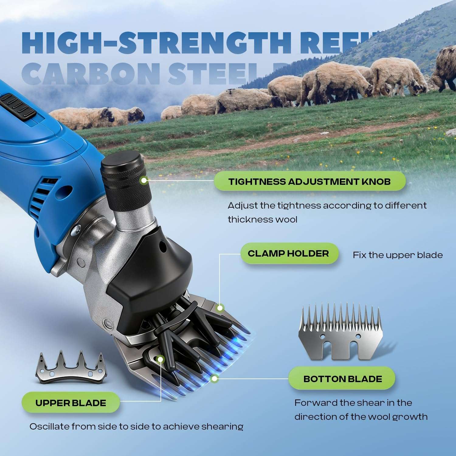 Maquina esquiladora inalambrica profesional de 550W para ovejas y alpacas con 2 baterias y maletin.