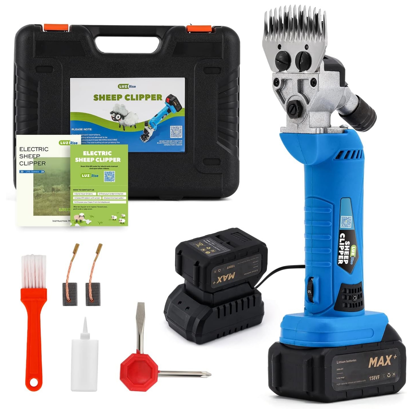 Maquina esquiladora inalambrica profesional de 550W para ovejas y alpacas con 2 baterias y maletin.