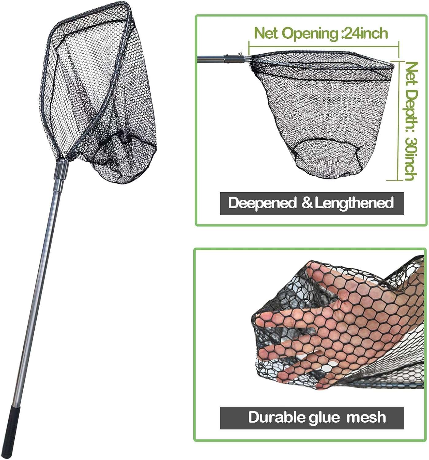 Red de captura animal telescopica de 250 cm con malla de goma suave anti-enredos para perros gatos y aves.