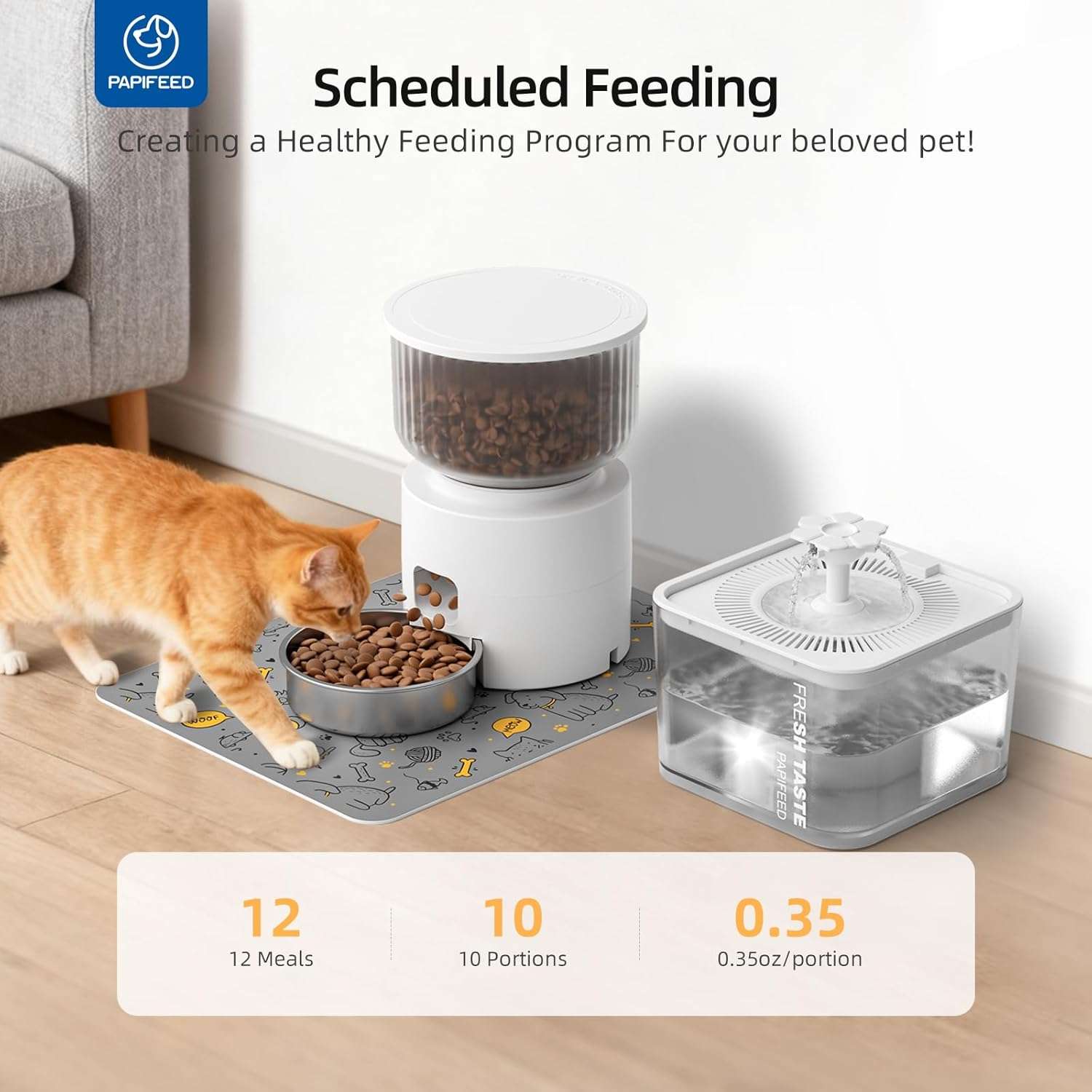 Set Comedero Automatico WiFi 1.3 kg y Fuente de Agua 3 Litros para Gatos y Perros - Imagen 3