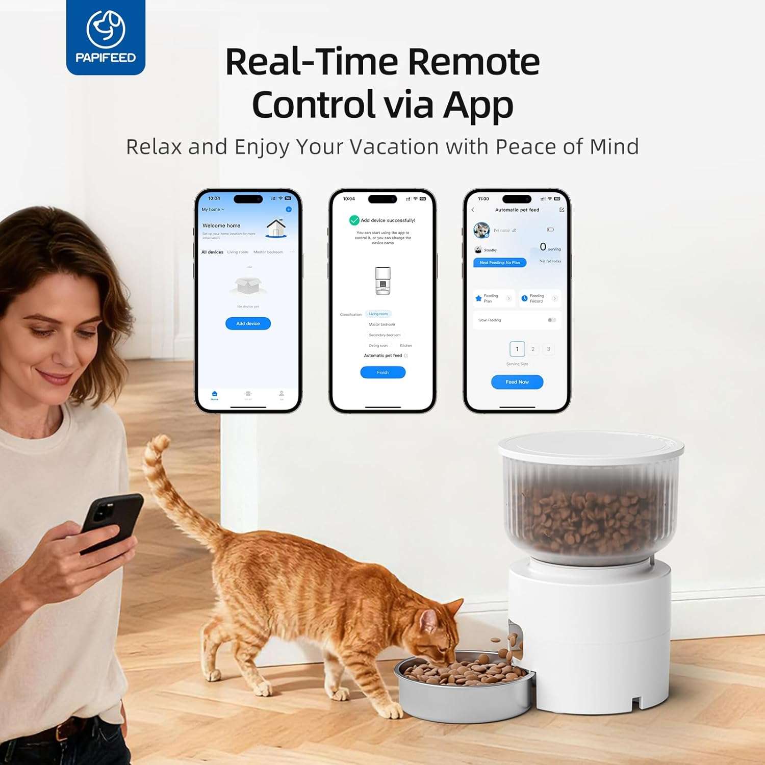 Set Comedero Automatico WiFi 1.3 kg y Fuente de Agua 3 Litros para Gatos y Perros - Imagen 4