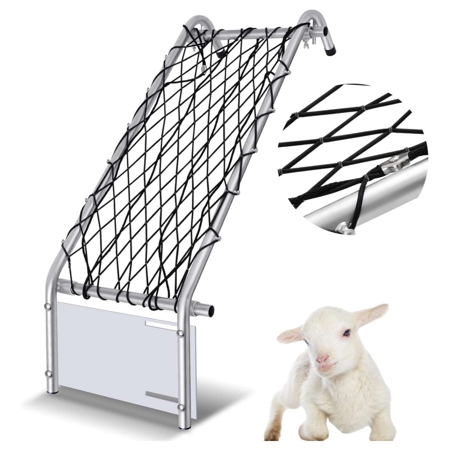 Silla sujetadora de ovejas y cabras de 140x53 cm galvanizada. Estructura metalica ajustable para recorte de pezuñas y esquila.