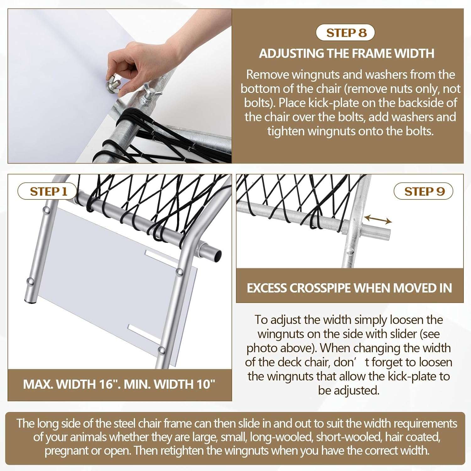 Silla sujetadora de ovejas y cabras de 140x53 cm galvanizada. Estructura metalica ajustable para recorte de pezuñas y esquila.