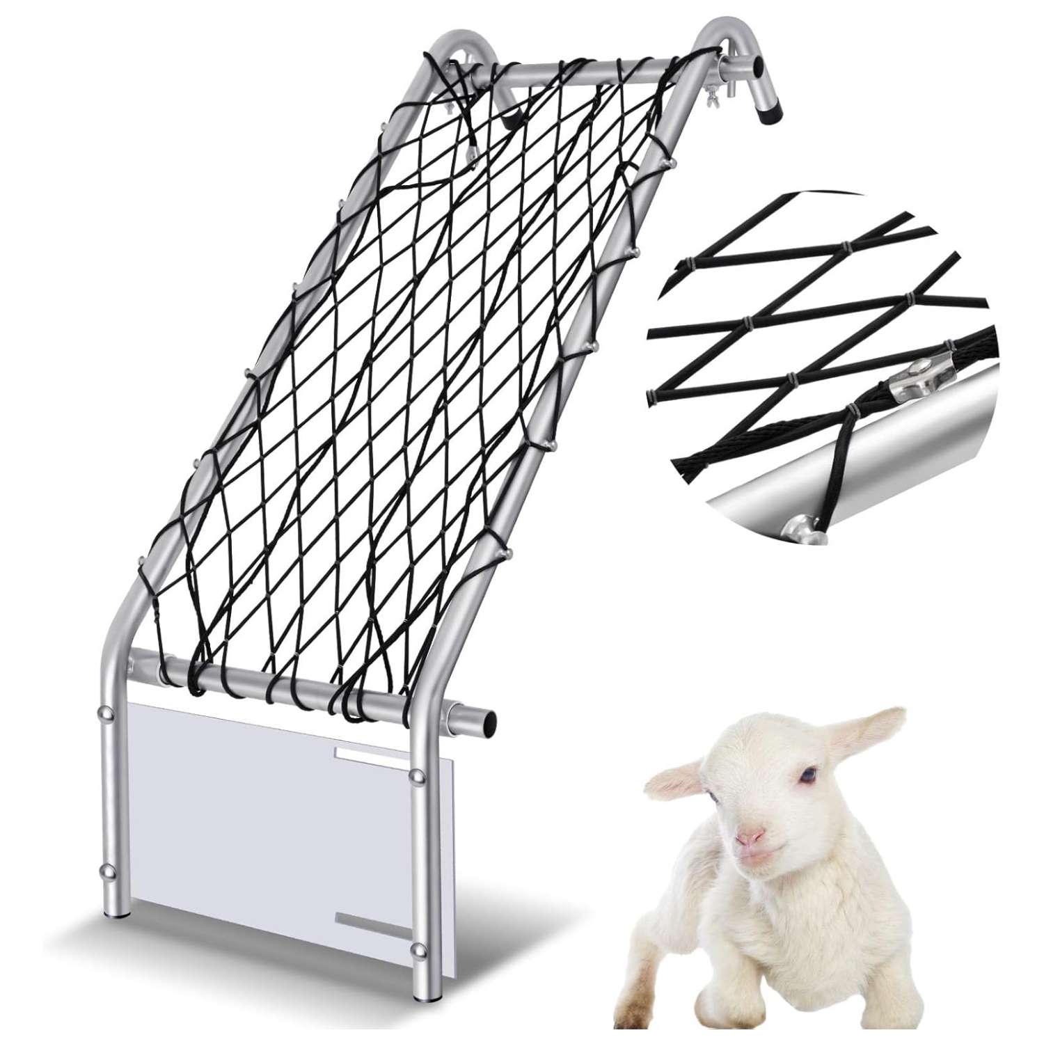 Silla sujetadora de ovejas y cabras de 140x53 cm galvanizada. Estructura metalica ajustable para recorte de pezuñas y esquila.