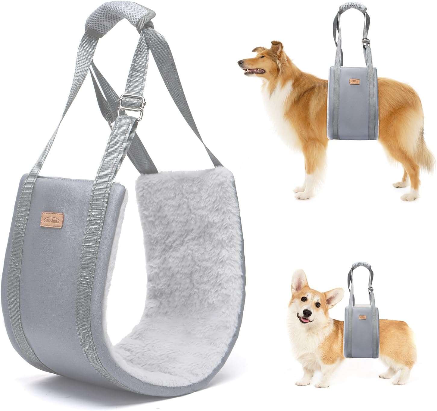 Arnes elevacion perro gigante piel suave soporte cadera displasia acolchado conejo hasta 68kg