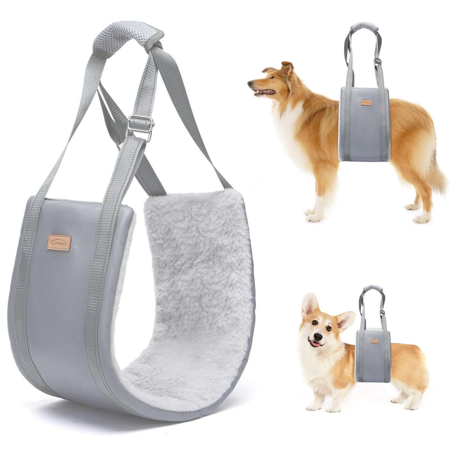 Arnes elevacion perro gigante piel suave soporte cadera displasia acolchado conejo hasta 68kg