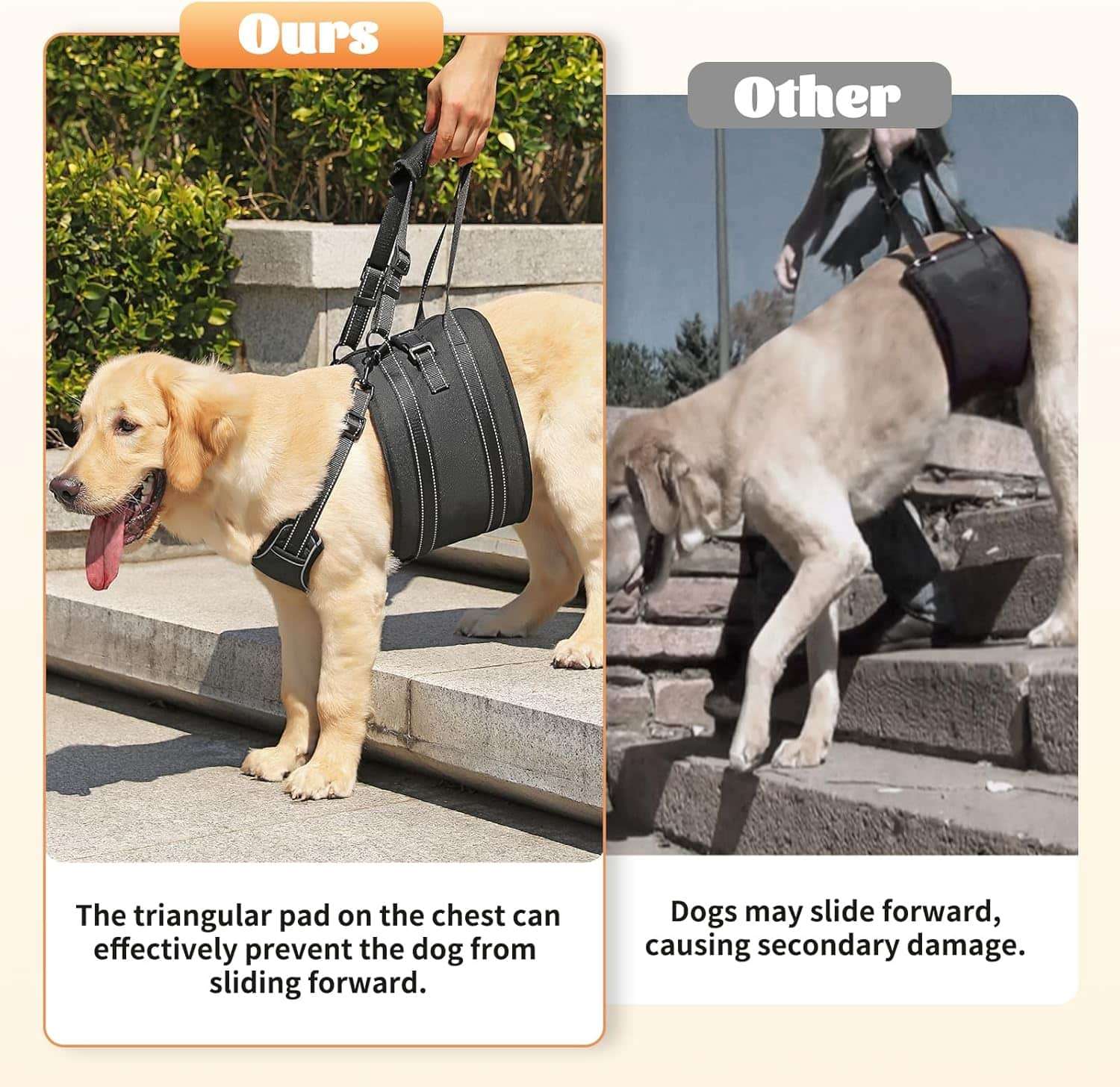 Arnes soporte trasero perro anti escape doble ajuste piel suave displasia cadera post operatorio