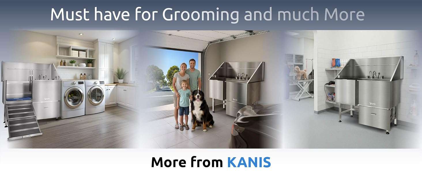 Bañera peluqueria canina acero inoxidable rampa deslizante griferia perros grandes
