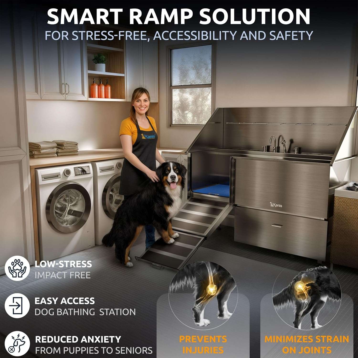 Bañera Peluquería Canina Acero Inoxidable (Perros Grandes) Rampa Deslizante y Grifería - Imagen 9