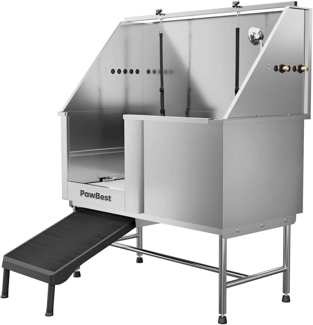 Bañera profesional acero inoxidable anti fugas puerta corredera rampa oculta perros