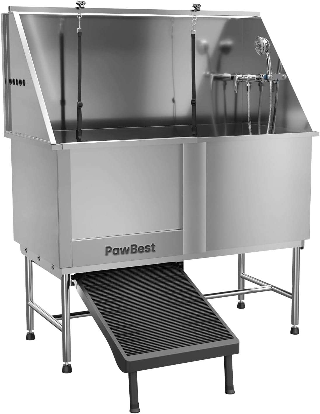 Bañera profesional acero inoxidable anti fugas puerta corredera rampa oculta perros