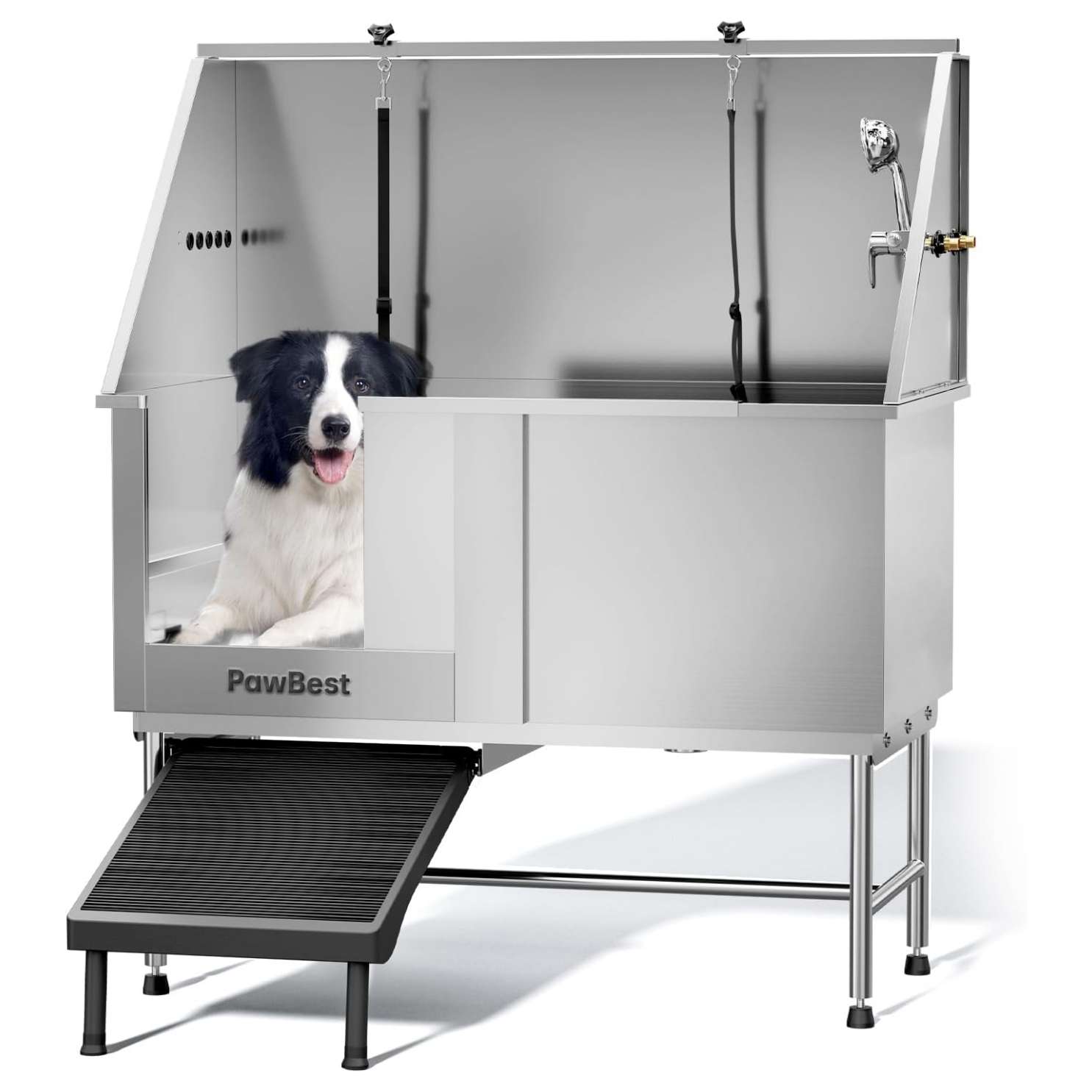 Bañera profesional acero inoxidable anti fugas puerta corredera rampa oculta perros