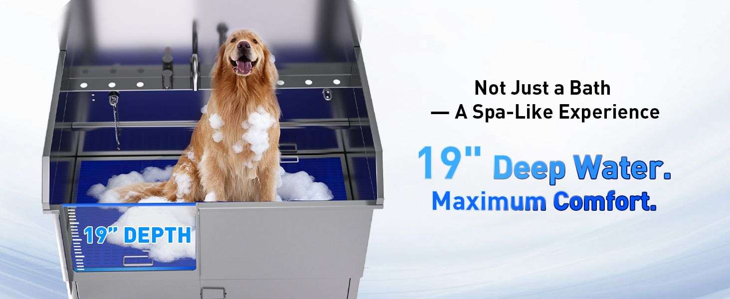 Bañera profesional acero inoxidable 304 cajon almacenamiento rampa telescopica perros grandes