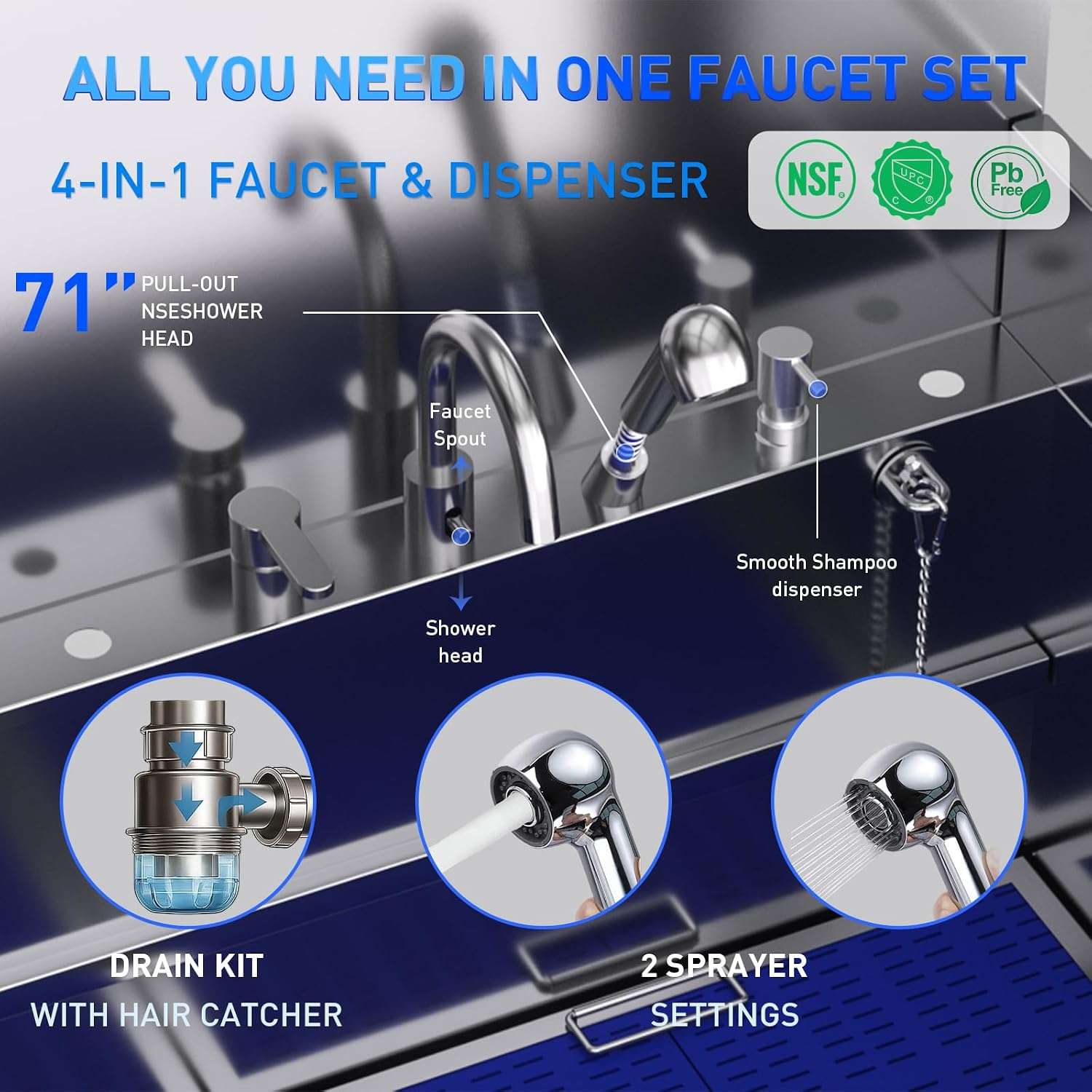 Bañera profesional acero inoxidable 304 cajon almacenamiento rampa telescopica perros grandes