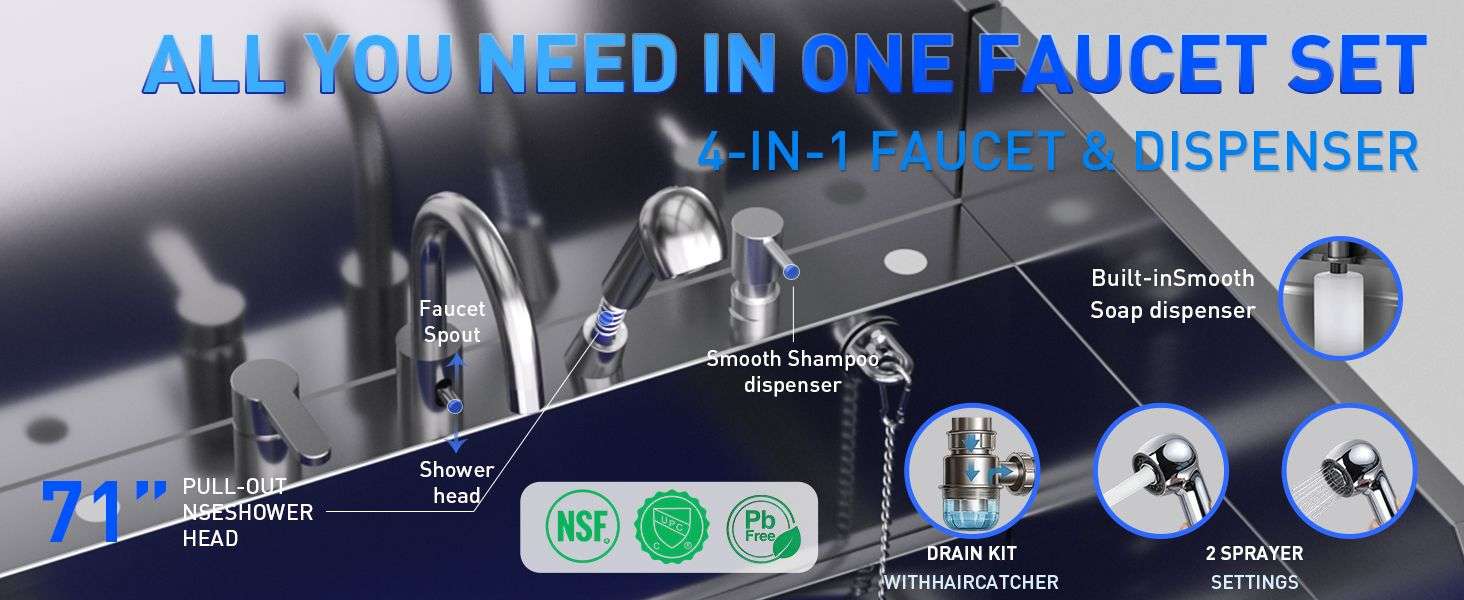 Bañera profesional acero inoxidable 304 cajon almacenamiento rampa telescopica perros grandes
