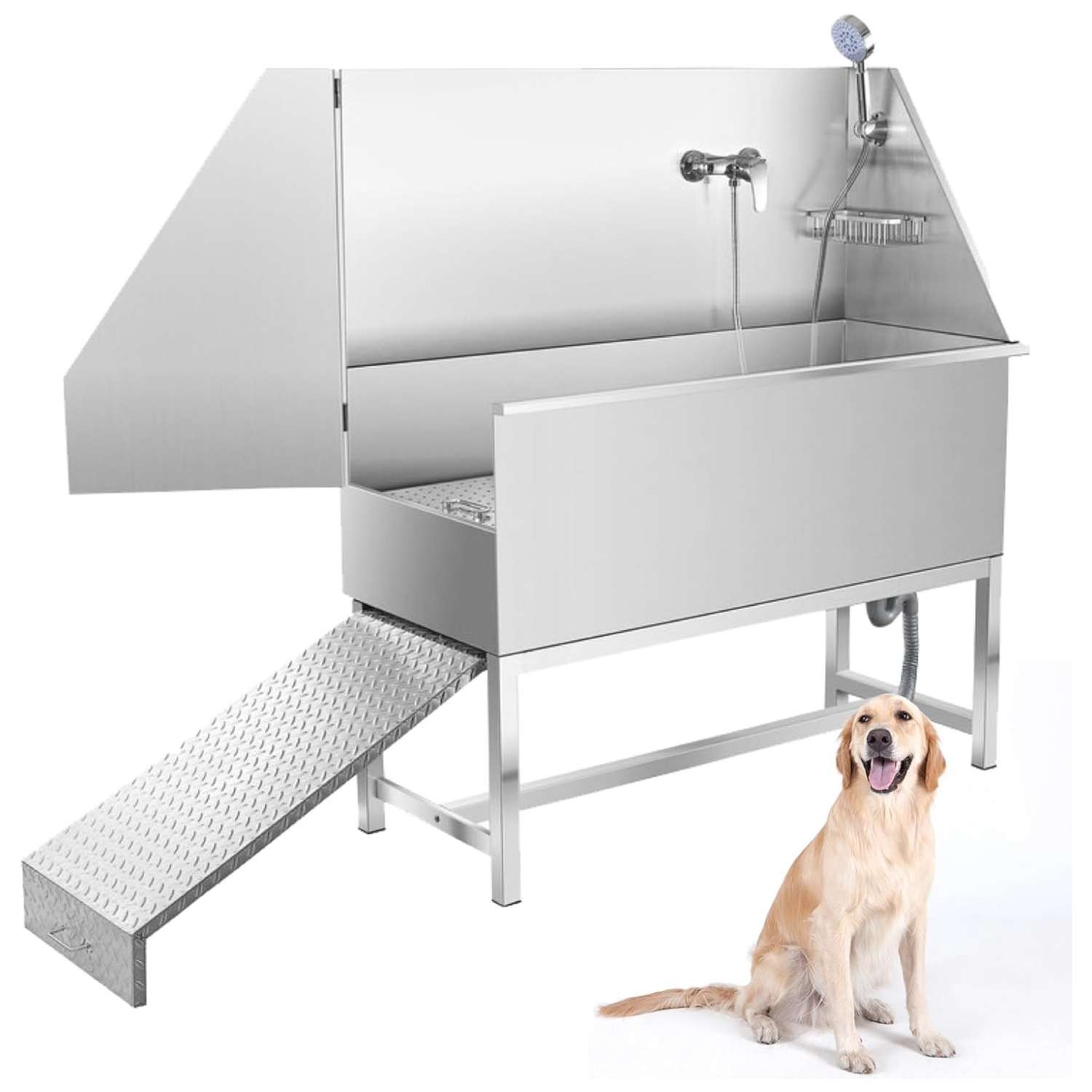 Bañera profesional acero inoxidable soldada 125cm anti fugas rampa oculta drenaje anti olor