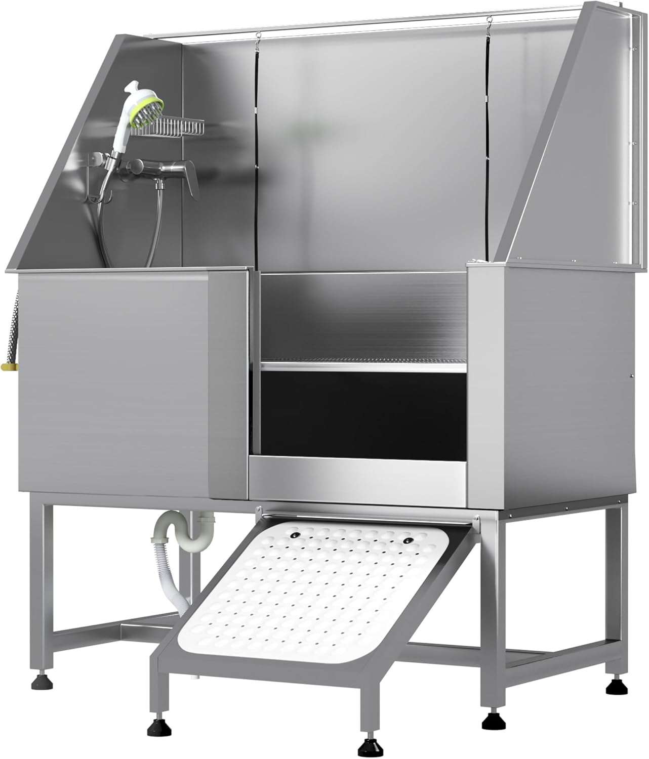 Bañera profesional acero inoxidable altura ajustable perros grandes rampa retractil