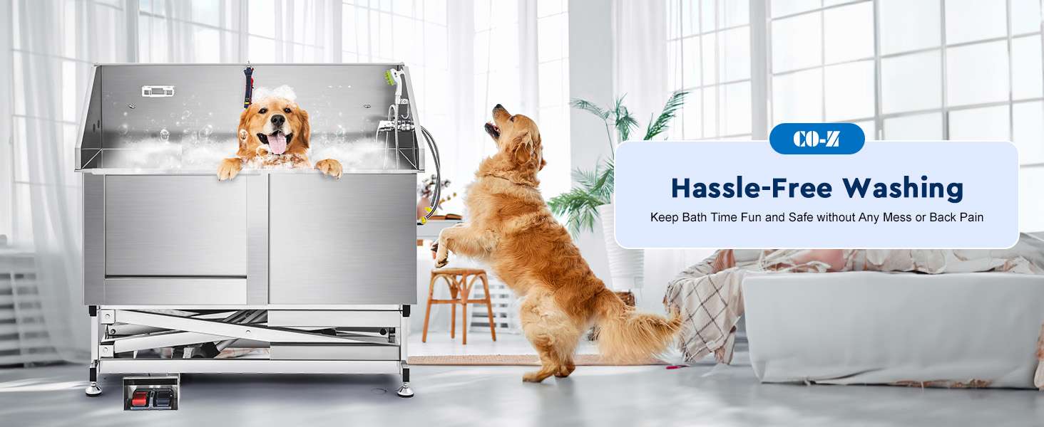 Bañera electrica perros medianos pequeños acero inoxidable 134cm altura ajustable