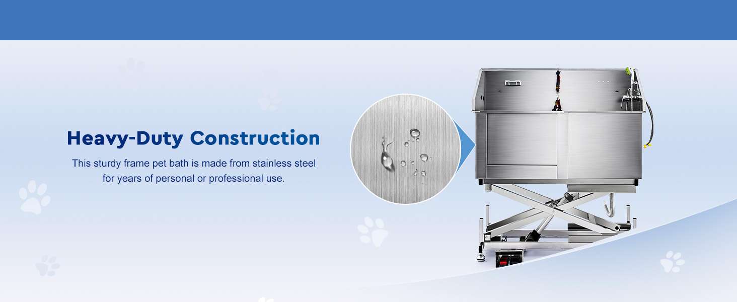 Bañera electrica perros medianos pequeños acero inoxidable 134cm altura ajustable
