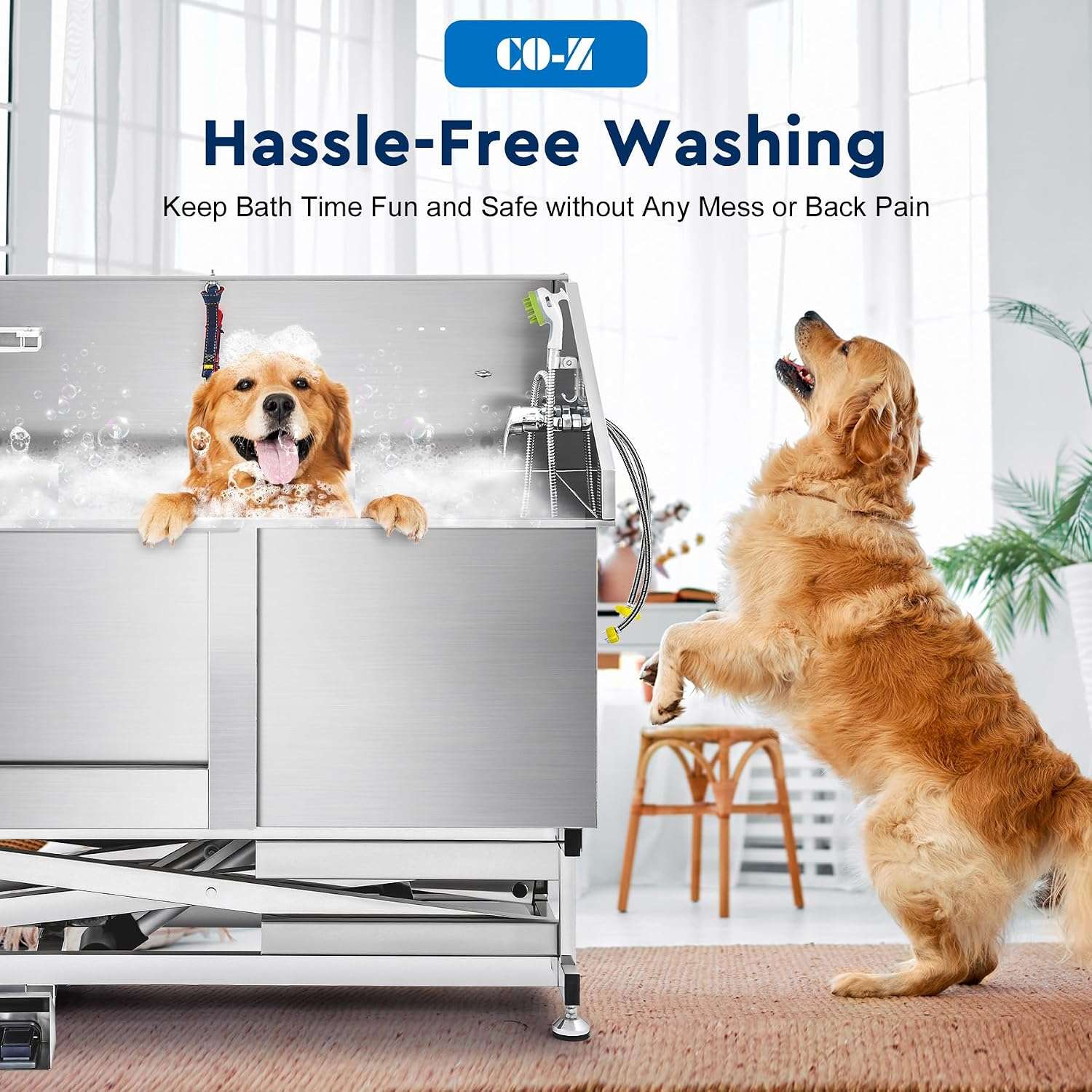 Bañera electrica perros medianos pequeños acero inoxidable 134cm altura ajustable