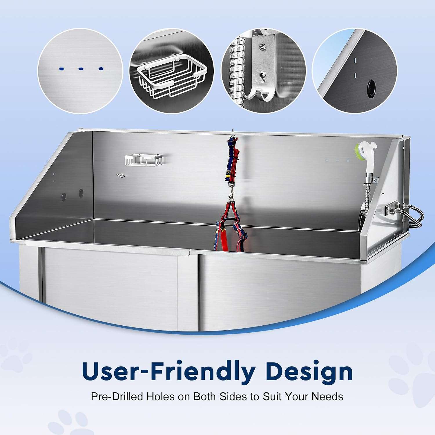 Bañera electrica perros medianos pequeños acero inoxidable 134cm altura ajustable