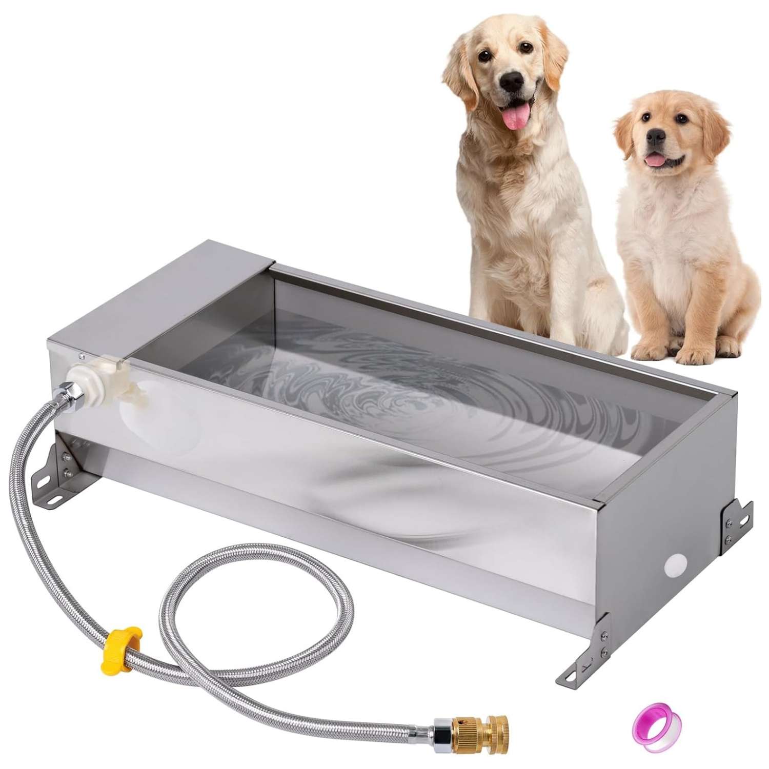 Bebedero automatico de 7.5 litros en acero inoxidable pesado para perros y ganado con sistema anti vuelco.