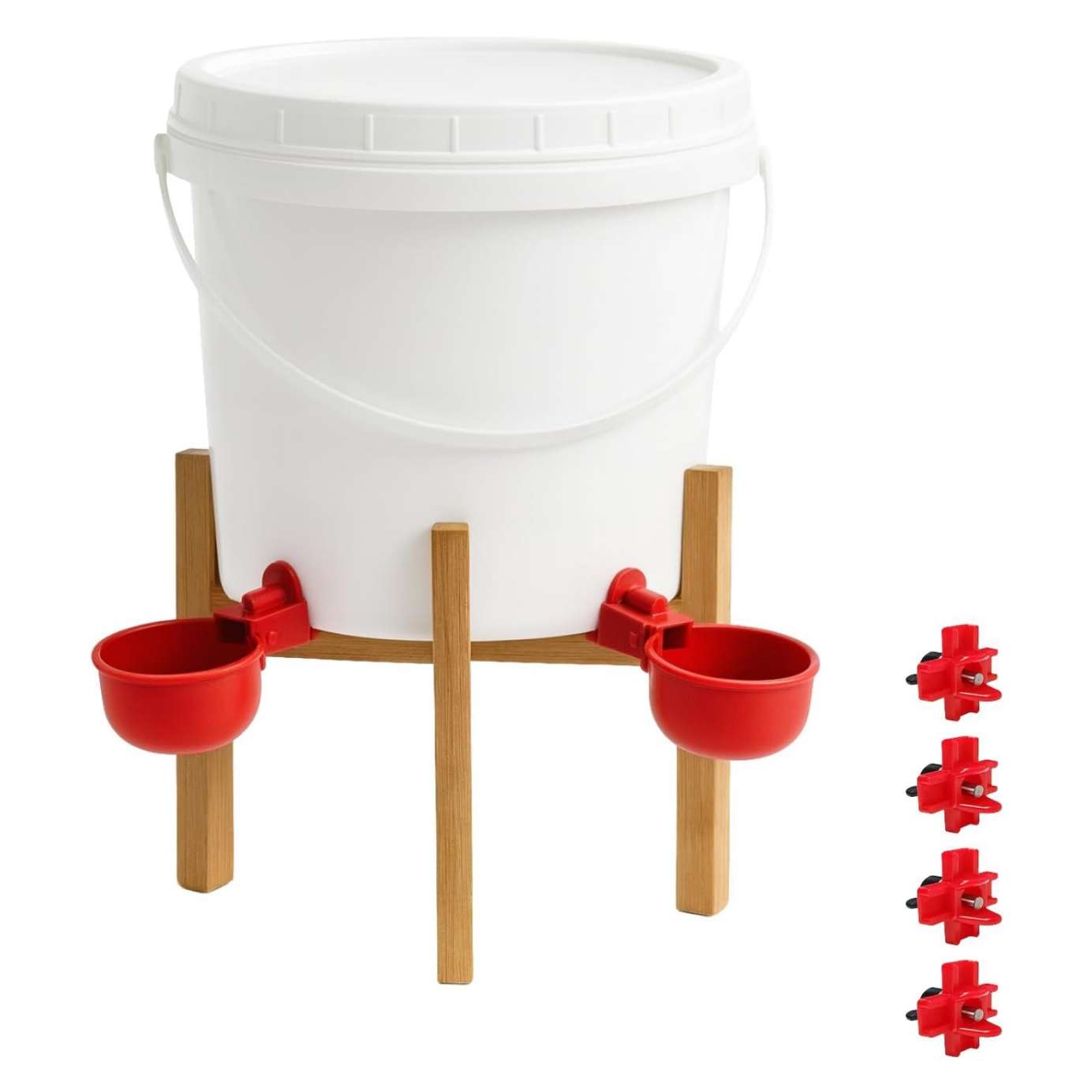 Bebedero de crianza 4 litros con soporte de patas ajustables para gallinas y patos tazas y niples.