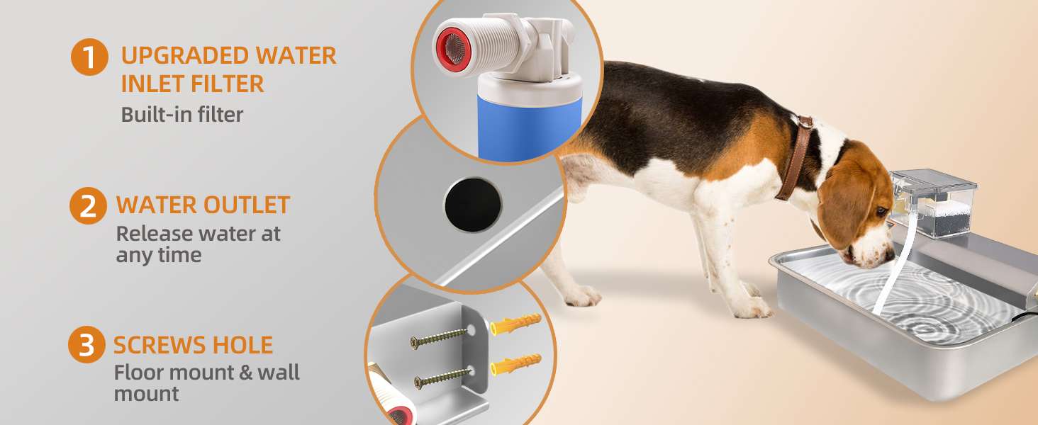 Bebedero solar de exterior de 3 litros en acero inoxidable para perros y ganado con sistema de relleno automatico.