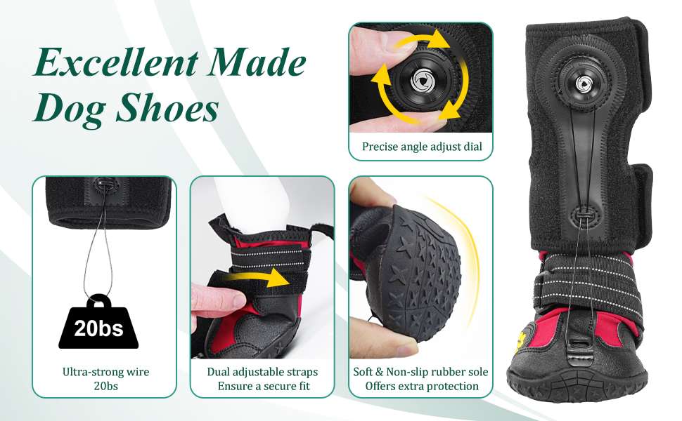 Bota ortopedica perro pie caido knuckling sistema dial anti arrastre IVDD rehabilitacion