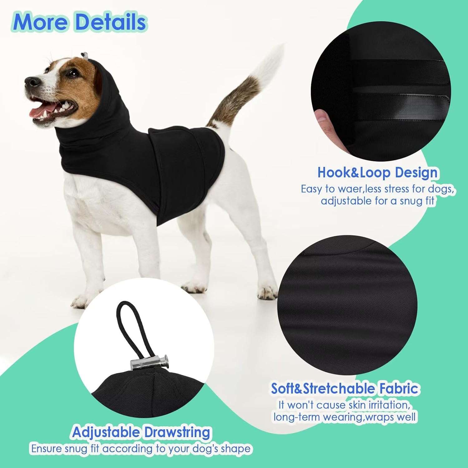 Chaleco anti ansiedad perro con capucha 2 en 1 compresion calmante fuegos artificiales separacion