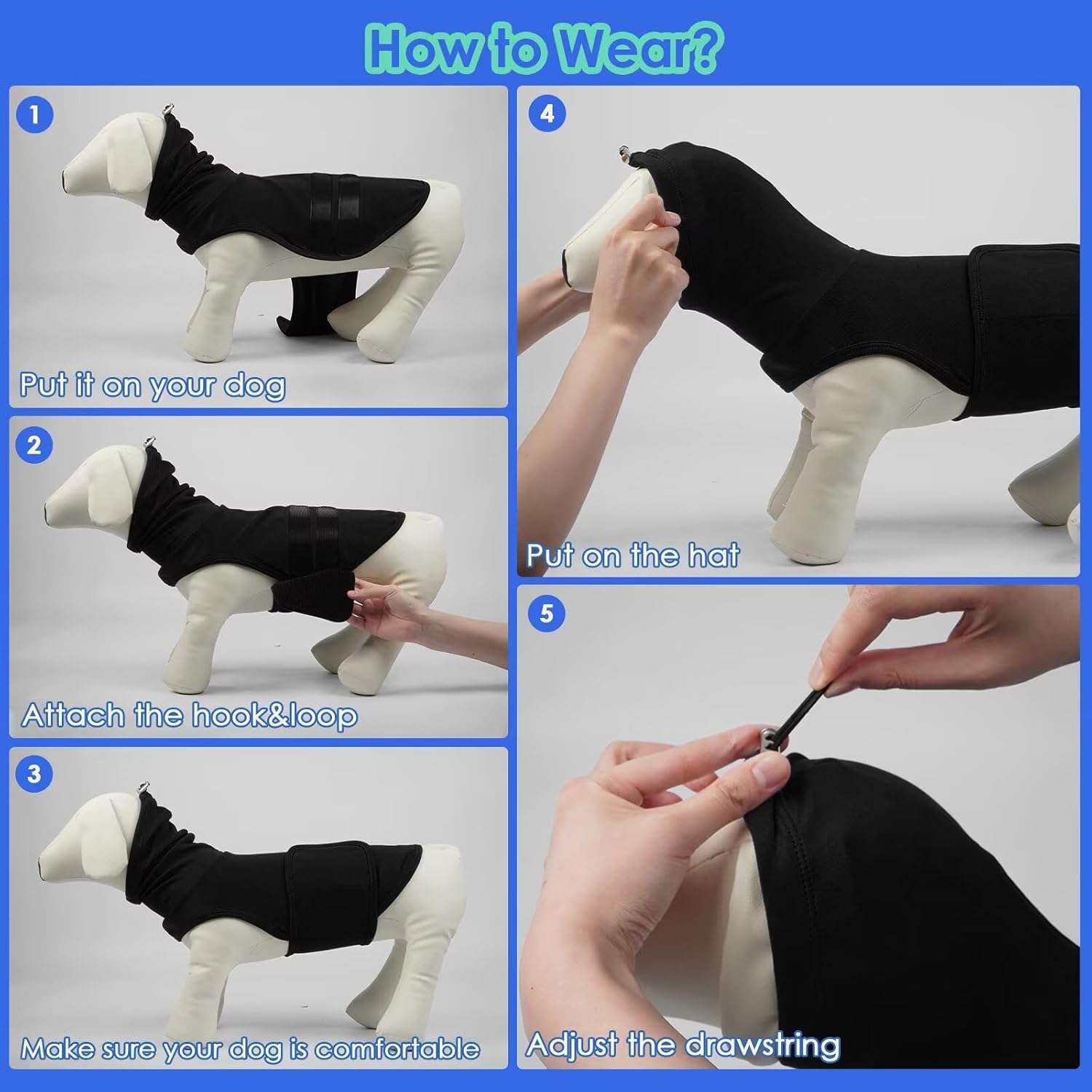 Chaleco anti ansiedad perro con capucha 2 en 1 compresion calmante fuegos artificiales separacion